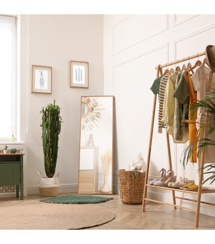 Espejo de Pared Cuerpo Entero 45x125 cm Espejo Rectangular Grande de Madera Estilo Moderno para Salón Dormitorio Natural