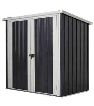 Cobertizo de Jardín de Exterior 1,26 m² 147x86x134cm con 2 Puertas y Cerradura para Almacenamiento de Herramientas Negro