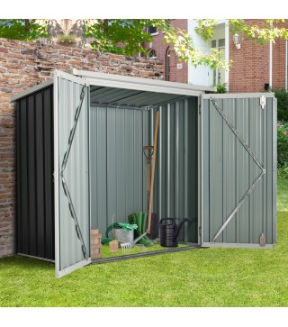 Cobertizo de Jardín de Exterior 1,26 m² 147x86x134cm con 2 Puertas y Cerradura para Almacenamiento de Herramientas Negro