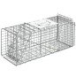Trampa para Animales Vivos Plegable 66x24x30,5 cm Jaula de Captura de Alambre con Puerta y Asa para Conejos Plata