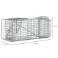 Trampa para Animales Vivos Plegable 66x24x30,5 cm Jaula de Captura de Alambre con Puerta y Asa para Conejos Plata
