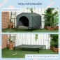 Caseta para Perros con Cubierta Exterior 130x85x95 cm Cama Elevada para Mascotas con Cojín para Perros Grandes Gris