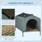 Caseta para Perros con Cubierta Exterior 130x85x95 cm Cama Elevada para Mascotas con Cojín para Perros Grandes Gris