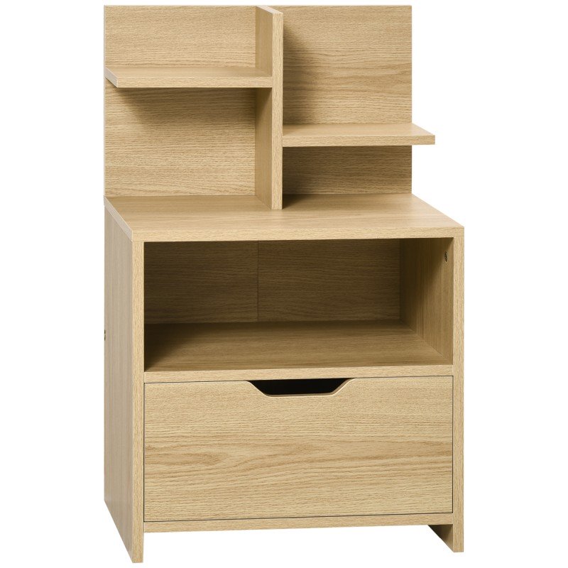 Mesita de Noche Mesilla de Noche Moderna con Cajón y Estantes de Almacenamiento para Salón Dormitorio 45x35x73cm Natural Mesita de Noche Mesilla de Noche Moderna con Cajón y Estantes de Almacenamiento para Salón Dormitorio 45x35x73cm Natural