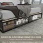 Marco de Cama de 180 cm Estructura de Cama de Acero con Somier de Listones de Madera Contrachapada 180x200x25 cm Negro