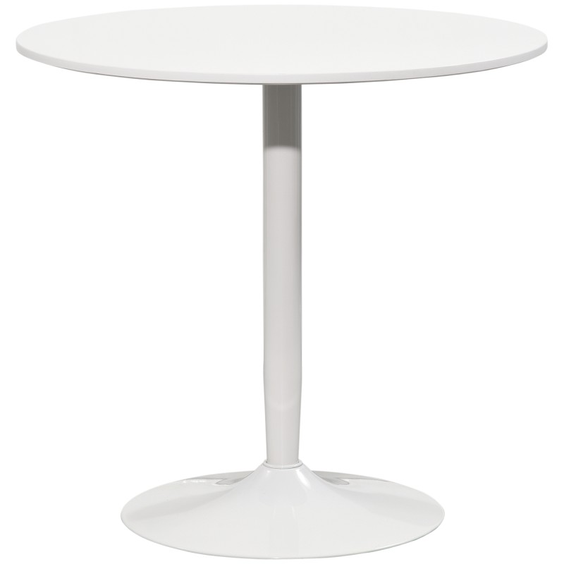 Mesa de Comedor Redonda Mesa de Cocina para 2 Personas con Base de Acero y Almohadilla Antideslizante Ø80x75 cm Blanco