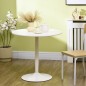 Mesa de Comedor Redonda Mesa de Cocina para 2 Personas con Base de Acero y Almohadilla Antideslizante Ø80x75 cm Blanco