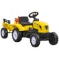 Tractor a Pedales para Niños a partir de 3 Años con Remolque y 2 Herramientas Carga 35 kg 133x42x51 cm Amarillo