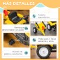 Tractor a Pedales para Niños a partir de 3 Años con Remolque y 2 Herramientas Carga 35 kg 133x42x51 cm Amarillo
