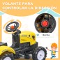 Tractor a Pedales para Niños a partir de 3 Años con Remolque y 2 Herramientas Carga 35 kg 133x42x51 cm Amarillo