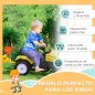 Tractor a Pedales para Niños a partir de 3 Años con Remolque y 2 Herramientas Carga 35 kg 133x42x51 cm Amarillo