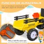 Tractor a Pedales para Niños a partir de 3 Años con Remolque y 2 Herramientas Carga 35 kg 133x42x51 cm Amarillo