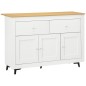 Aparador con 2 Cajones 3 Puertas Estante Ajustable Mueble Auxiliar de Cocina 117x35x80 cm Blanco