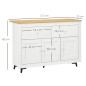 Aparador con 2 Cajones 3 Puertas Estante Ajustable Mueble Auxiliar de Cocina 117x35x80 cm Blanco