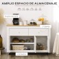 Aparador con 2 Cajones 3 Puertas Estante Ajustable Mueble Auxiliar de Cocina 117x35x80 cm Blanco
