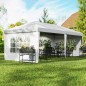 Carpa Plegable 6x3 m con 4 Laterales Desmontables Cenador de Jardín con 4 Ventanas Visibles y Bolsa de Transporte Blanco