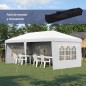 Carpa Plegable 6x3 m con 4 Laterales Desmontables Cenador de Jardín con 4 Ventanas Visibles y Bolsa de Transporte Blanco