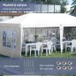 Carpa Plegable 6x3 m con 4 Laterales Desmontables Cenador de Jardín con 4 Ventanas Visibles y Bolsa de Transporte Blanco