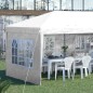 Carpa Plegable 6x3 m con 4 Laterales Desmontables Cenador de Jardín con 4 Ventanas Visibles y Bolsa de Transporte Blanco