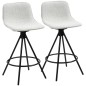 Conjunto de 2 Taburetes Altos de Cocina con Asiento Giratorio Taburetes de Bar Tapizados 41,5x47,5x90 cm Gris Claro