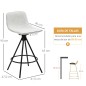 Conjunto de 2 Taburetes Altos de Cocina con Asiento Giratorio Taburetes de Bar Tapizados 41,5x47,5x90 cm Gris Claro