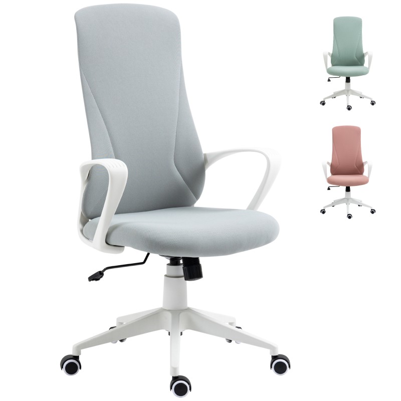 Silla de Oficina Giratoria Altura Ajustable con Reposabrazos Función de Basculante Respaldo Alto 62x56x110-119,5cm Gris