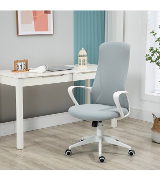 Silla de Oficina Giratoria Altura Ajustable con Reposabrazos Función de Basculante Respaldo Alto 62x56x110-119,5cm Gris