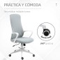 Silla de Oficina Giratoria Altura Ajustable con Reposabrazos Función de Basculante Respaldo Alto 62x56x110-119,5cm Gris