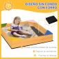 Arenero Infantil de Madera para Niños de 3-8 Años con Tela no Tejida y 4 Asientos para Jardín 109x109x19,8 cm Natural