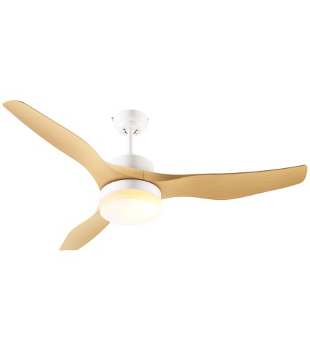 Ventilador de Techo Motor DC 20,5W Diámetro 132 cm Mando a Distancia Luz LED Ajustable de 3 Niveles 3 Aspas Reversibles