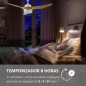 Ventilador de Techo Motor DC 20,5W Diámetro 132 cm Mando a Distancia Luz LED Ajustable de 3 Niveles 3 Aspas Reversibles