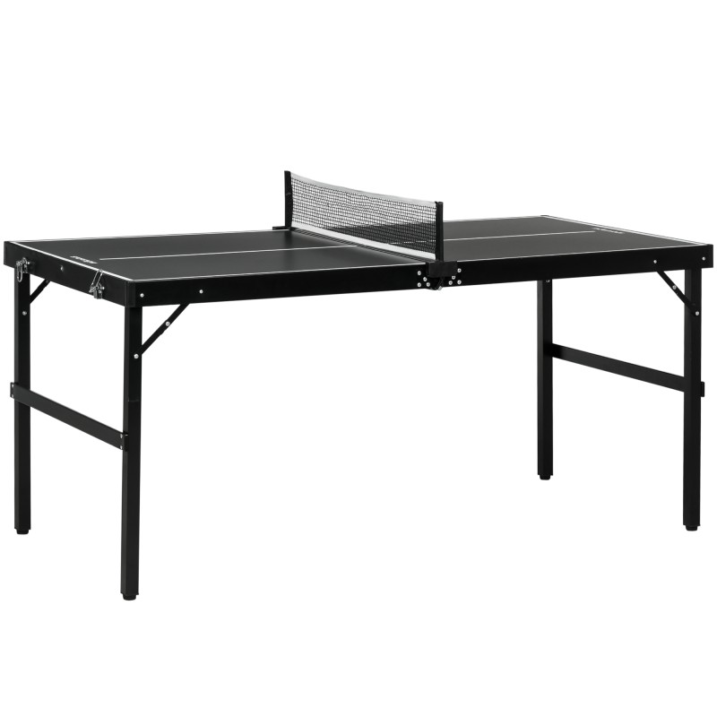 Mesa de Ping Pong Plegable con Marco de Aluminio y Red para Interiores y Exteriores 152x76x72 cm Negro Mesa de Ping Pong Plegable con Marco de Aluminio y Red para Interiores y Exteriores 152x76x72 cm Negro