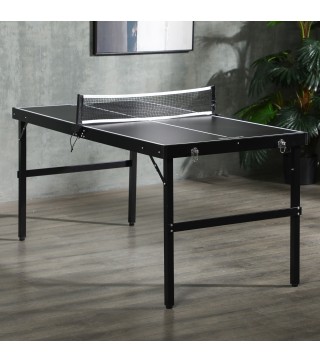 Mesa de Ping Pong Plegable con Marco de Aluminio y Red para Interiores y Exteriores 152x76x72 cm Negro