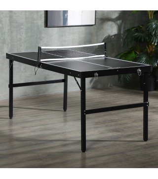 Mesa de Ping Pong Plegable con Marco de Aluminio y Red para Interiores y Exteriores 152x76x72 cm Negro