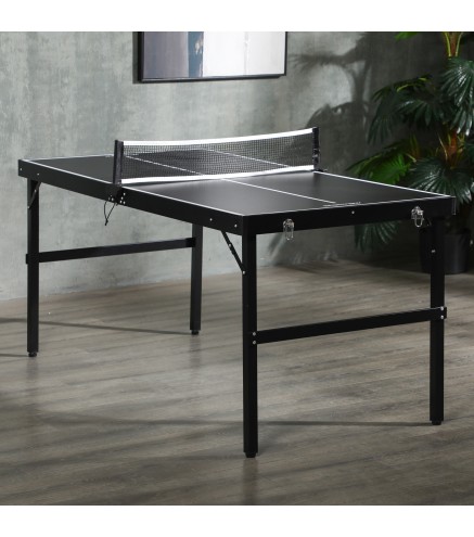 Mesa de Ping Pong Plegable con Marco de Aluminio y Red para Interiores y Exteriores 152x76x72 cm Negro