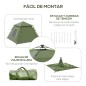 Tienda de Camping Pop-up para 2-3 Personas Impermeable 2000 mm con Bolsa de Trasporte 210x210x150 cm Verde