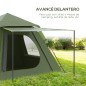 Tienda de Camping Pop-up para 2-3 Personas Impermeable 2000 mm con Bolsa de Trasporte 210x210x150 cm Verde