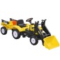 Tractor a Pedales para Niños de 3 Años Excavadora Infantil con Remolque Extraíble y Pala Delantera 167x41x52 cm Amarillo
