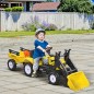 Tractor a Pedales para Niños de 3 Años Excavadora Infantil con Remolque Extraíble y Pala Delantera 167x41x52 cm Amarillo