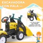 Tractor a Pedales para Niños de 3 Años Excavadora Infantil con Remolque Extraíble y Pala Delantera 167x41x52 cm Amarillo