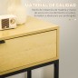 Mesa Consola con Cajón Consola Auxiliar Moderna Mesa de Entrada con Patas de Acero para Pasillo Salón 80x30x76cm Natural
