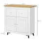 Aparador Compacto de Cocina Buffet Auxiliar de Comedor con Puertas y Cajones para Salón Entrada 78x35x80 cm Blanco