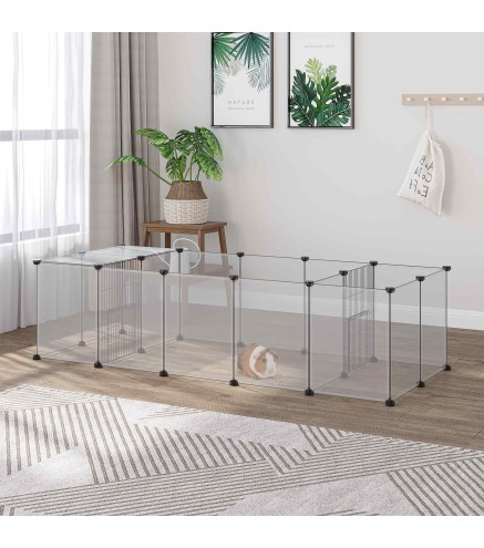 Valla para Mascotas DIY con 20 Paneles Parque para Animales Pequeños Jaula Modular para Cobayas 175x70x45 cm Blanco