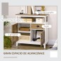 Aparador de Salón Armario Almacenaje de Madera con 2 Puertas Cajón y Estante Ajustable 76,6x35x81,5 cm Blanco y Marrón