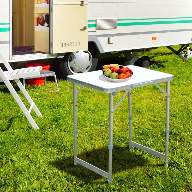 Mesa Plegable de Picnic como una maleta para playa camping 60x45x64cm Aluminio Altura Ajustable