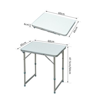 Mesa Plegable de Picnic como una maleta para playa camping 60x45x64cm Aluminio Altura Ajustable