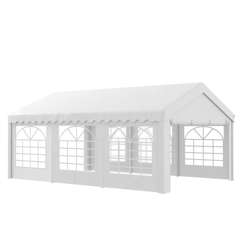 Carpa para Fiesta Cochera Gazebo 6x4m Pergola Cenador Pabellón 4 Paneles Laterales Ventanas Anti-UV para Eventos Bodas Acero PE