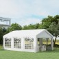 Carpa para Fiesta Cochera Gazebo 6x4m Pergola Cenador Pabellón 4 Paneles Laterales Ventanas Anti-UV para Eventos Bodas Acero PE