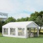Carpa para Fiesta Cochera Gazebo 6x4m Pergola Cenador Pabellón 4 Paneles Laterales Ventanas Anti-UV para Eventos Bodas Acero PE