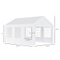 Carpa para Fiesta Cochera Gazebo 6x4m Pergola Cenador Pabellón 4 Paneles Laterales Ventanas Anti-UV para Eventos Bodas Acero PE
